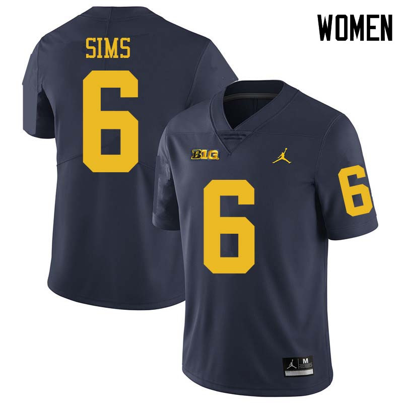 Jordan Brand Women #6 Myles Sims Michigan Wolverines College Football Jerseys Sale-Navy